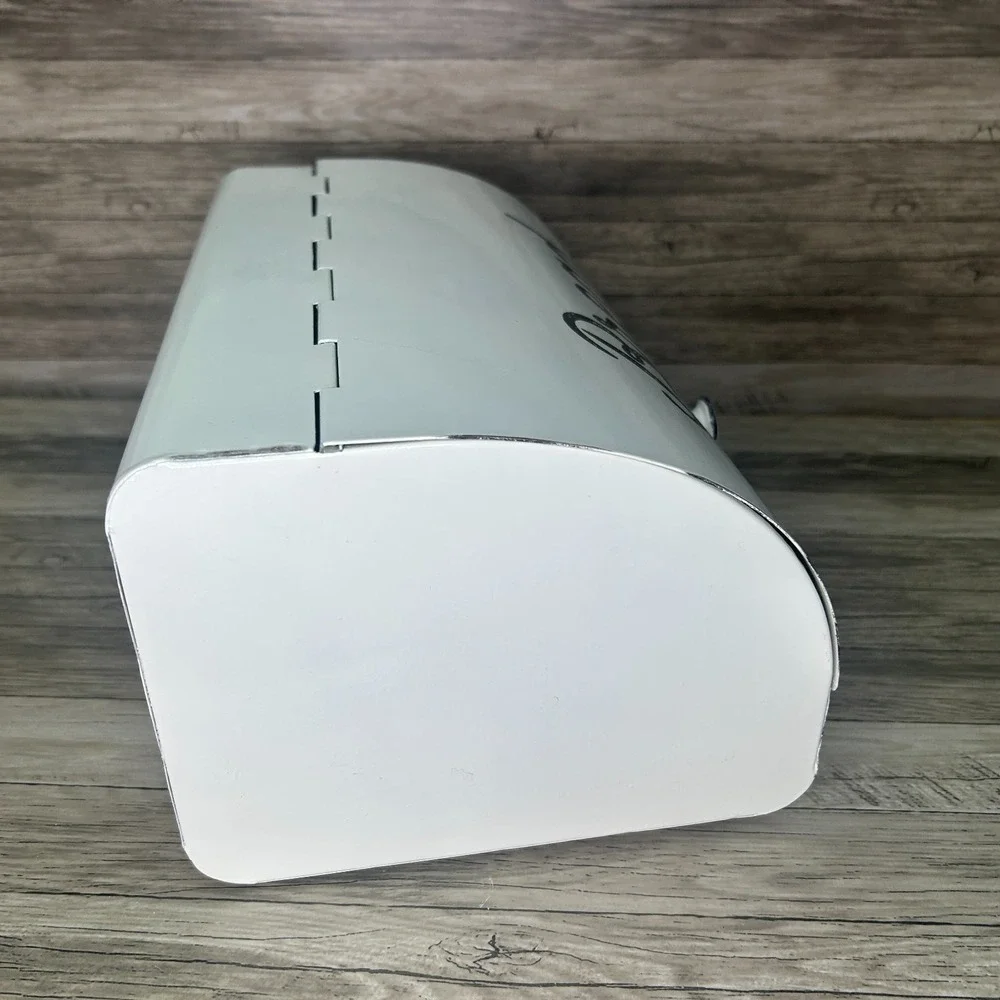 AuldHome Design Rustic White Bread Box Farmhouse Enamelware